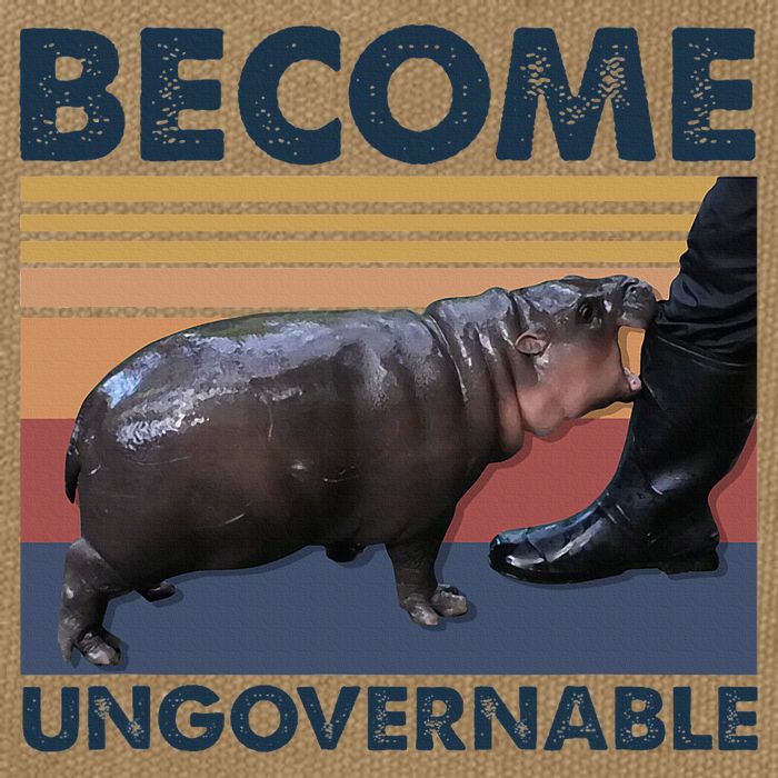 Become Ungovernable Moo Deng Cute Baby Hippo Funny Hippo Cotton Canvas Backpack