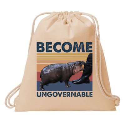 Become Ungovernable Moo Deng Cute Baby Hippo Funny Hippo Drawstring Bag