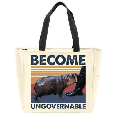 Become Ungovernable Moo Deng Cute Baby Hippo Funny Hippo Zip Tote Bag
