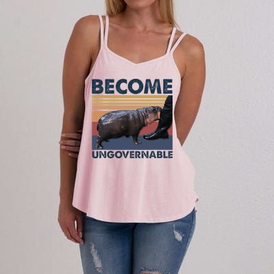 Become Ungovernable Moo Deng Cute Baby Hippo Funny Hippo Women's Strappy Tank