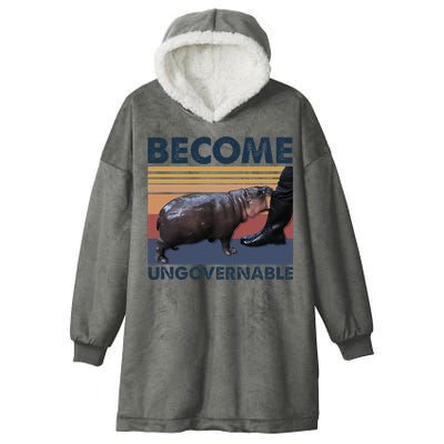 Become Ungovernable Moo Deng Cute Baby Hippo Funny Hippo Hooded Wearable Blanket