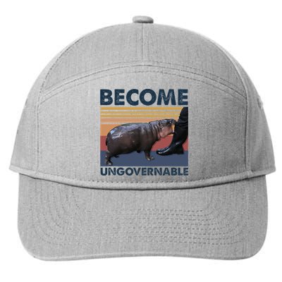 Become Ungovernable Moo Deng Cute Baby Hippo Funny Hippo 7-Panel Snapback Hat