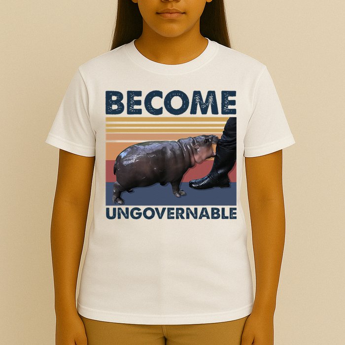 Become Ungovernable Moo Deng Cute Baby Hippo Funny Hippo T-Shirt
