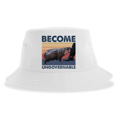 Become Ungovernable Moo Deng Cute Baby Hippo Funny Hippo Sustainable Bucket Hat