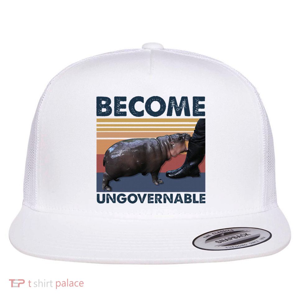 Become Ungovernable Moo Deng Cute Baby Hippo Funny Hippo Flatbill Hat