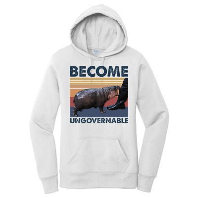Become Ungovernable Moo Deng Cute Baby Hippo Funny Hippo Women's Pullover Hoodie