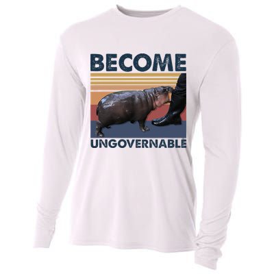 Become Ungovernable Moo Deng Cute Baby Hippo Funny Hippo Cooling Performance Long Sleeve Crew