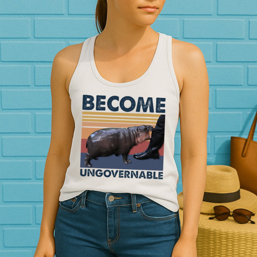 Become Ungovernable Moo Deng Cute Baby Hippo Funny Hippo Womens Tank Top