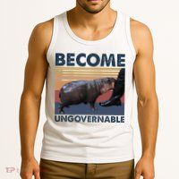 Become Ungovernable Moo Deng Cute Baby Hippo Funny Hippo Tank Top