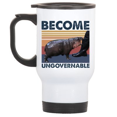 Become Ungovernable Moo Deng Cute Baby Hippo Funny Hippo Stainless Steel Travel Mug