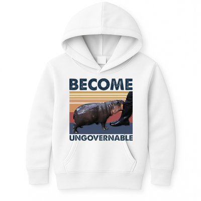 Become Ungovernable Moo Deng Cute Baby Hippo Funny Hippo Kids Hoodie