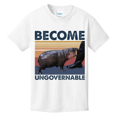 Become Ungovernable Moo Deng Cute Baby Hippo Funny Hippo Kids T-Shirt