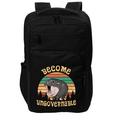 Become Ungovernable Moo Deng Baby Pygmy Hippo Impact Tech Backpack