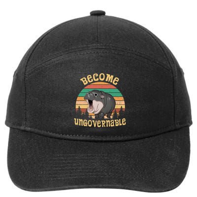 Become Ungovernable Moo Deng Baby Pygmy Hippo 7-Panel Snapback Hat