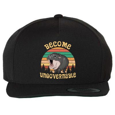 Become Ungovernable Moo Deng Baby Pygmy Hippo Wool Snapback Cap