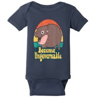 Become Ungovernable Moo Deng Humor Cute Baby Hippo Joke Baby Bodysuit