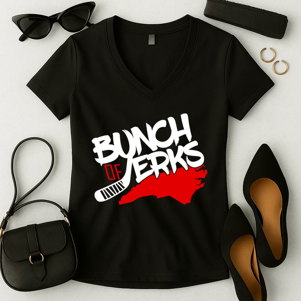 Bunch Of Jerks Carolina Hockey Women's V-Neck T-Shirt