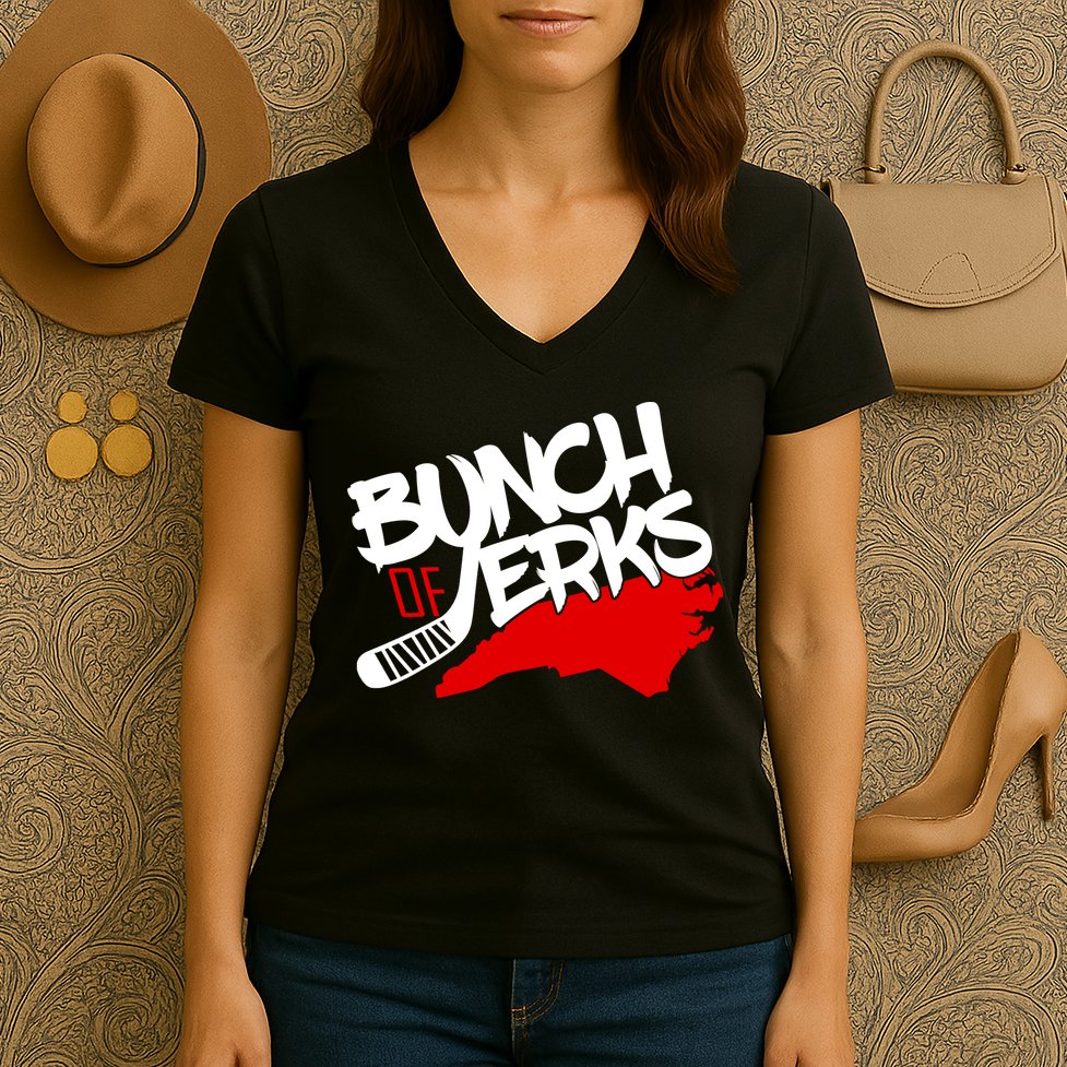 Bunch Of Jerks Carolina Hockey Women's V-Neck T-Shirt