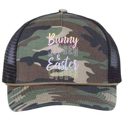 Bunny Kiss And Easter Wishes Cute Retro Rope Trucker Hat Cap