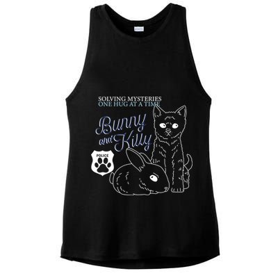 Bunny Kitty Police Solving Mysteries One Hug At A Time Ladies PosiCharge Tri-Blend Wicking Tank