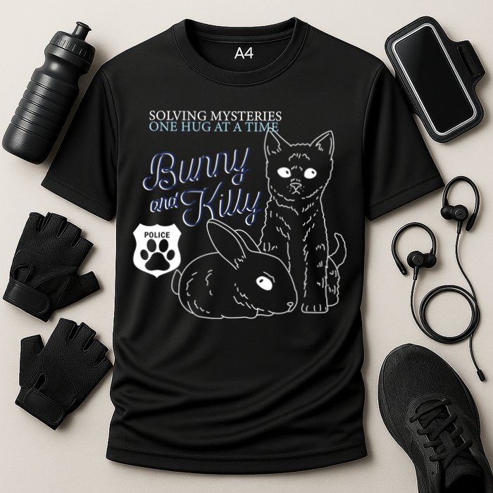 Bunny Kitty Police Solving Mysteries One Hug At A Time Performance Shirt