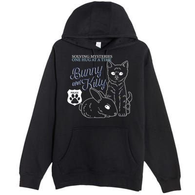Bunny Kitty Police Solving Mysteries One Hug At A Time Premium Pullover Hoodie