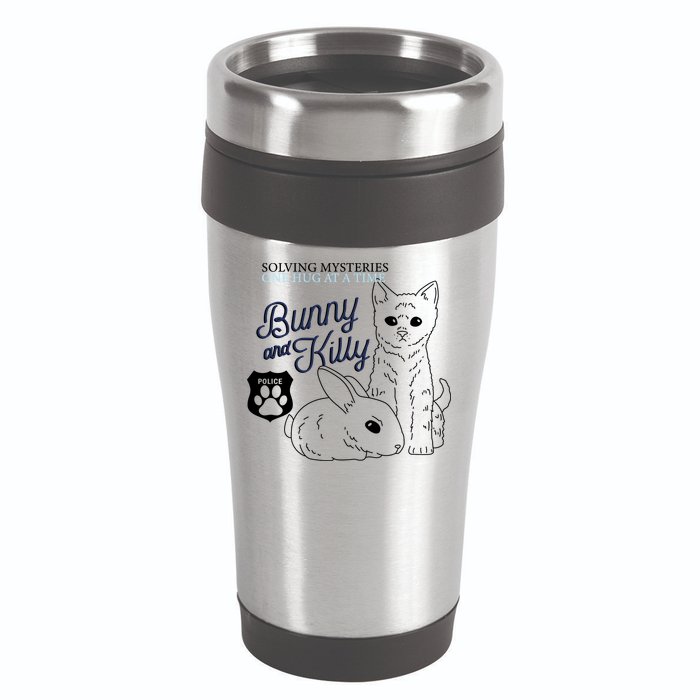 Bunny Kitty Police Solving Mysteries One Hug At A Time 16oz Travel Tumbler