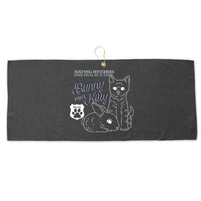 Bunny Kitty Police Solving Mysteries One Hug At A Time Large Microfiber Waffle Golf Towel