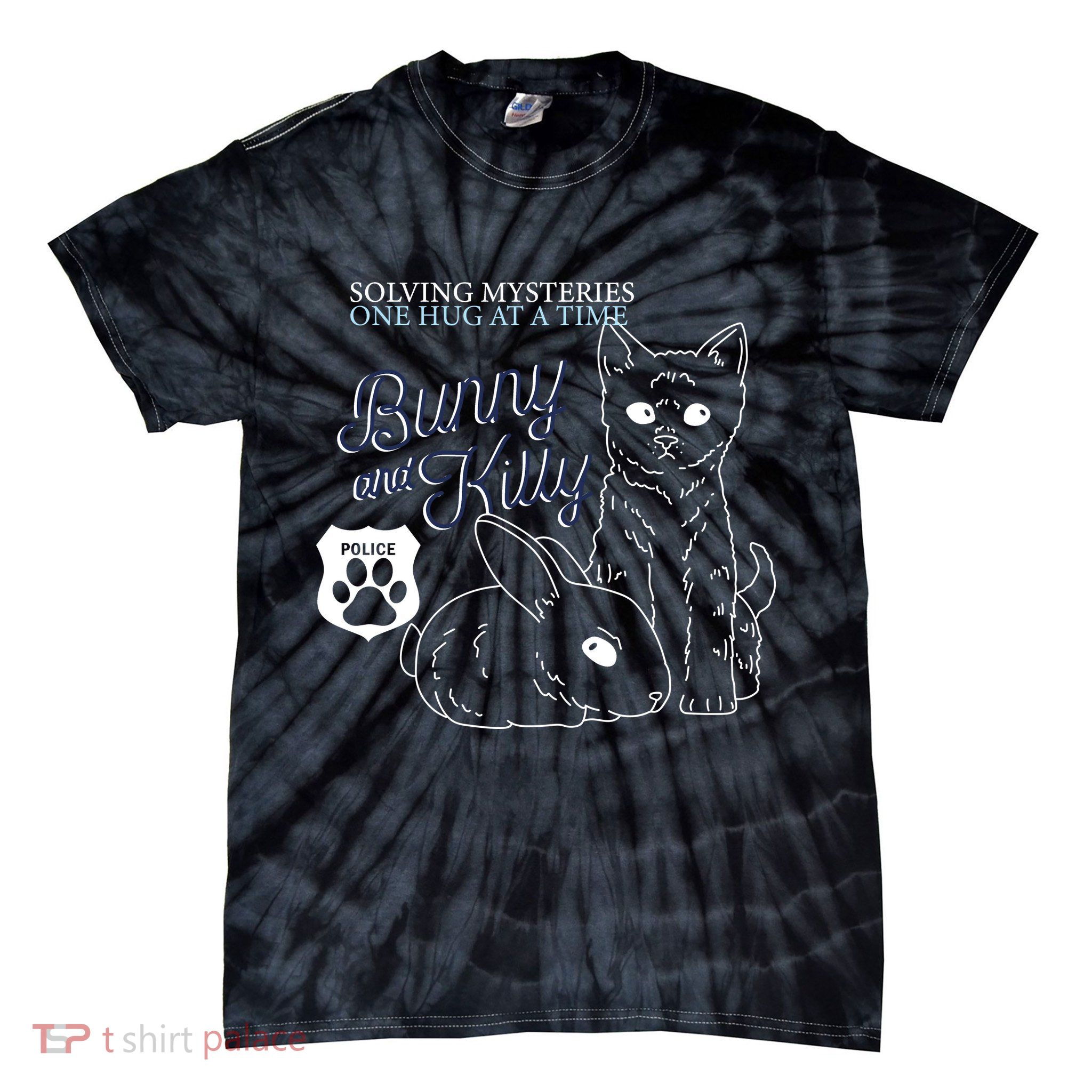 Bunny Kitty Police Solving Mysteries One Hug At A Time Tie-Dye T-Shirt