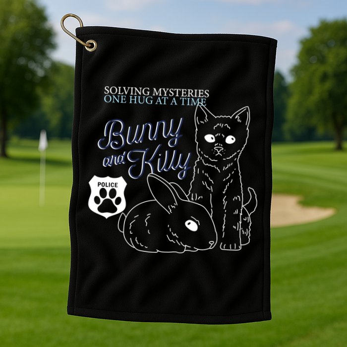 Bunny Kitty Police Solving Mysteries One Hug At A Time Golf Towel