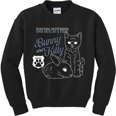 Bunny Kitty Police Solving Mysteries One Hug At A Time Kids Sweatshirt