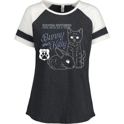 Bunny Kitty Police Solving Mysteries One Hug At A Time Enza Ladies Jersey Colorblock Tee