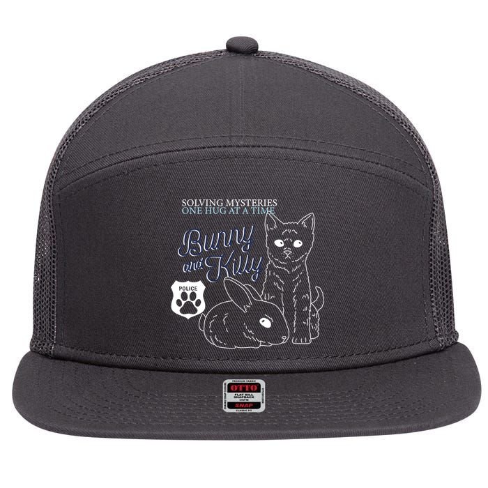 Bunny Kitty Police Solving Mysteries One Hug At A Time 7 Panel Mesh Trucker Snapback Hat