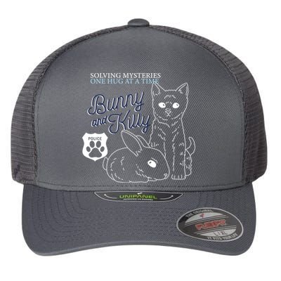 Bunny Kitty Police Solving Mysteries One Hug At A Time Flexfit Unipanel Trucker Cap