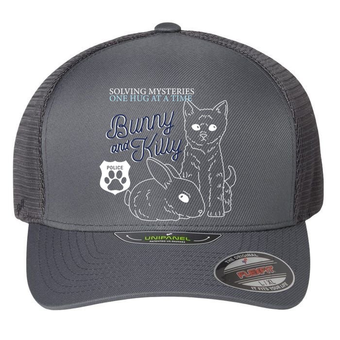 Bunny Kitty Police Solving Mysteries One Hug At A Time Flexfit Unipanel Trucker Cap