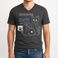 Bunny Kitty Police Solving Mysteries One Hug At A Time V-Neck T-Shirt