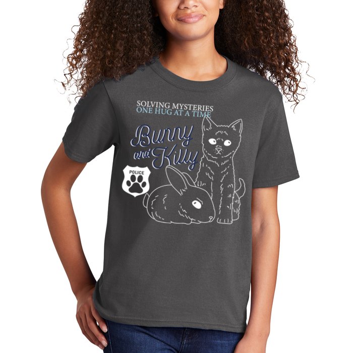 Bunny Kitty Police Solving Mysteries One Hug At A Time Kids T-Shirt