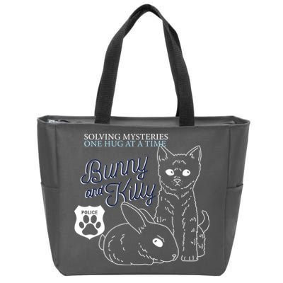 Bunny Kitty Police Solving Mysteries One Hug At A Time Zip Tote Bag
