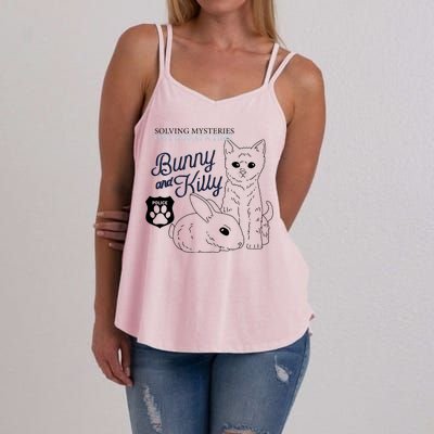 Bunny Kitty Police Solving Mysteries One Hug At A Time Women's Strappy Tank