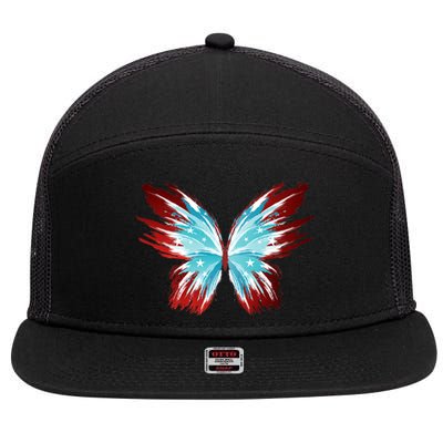 Butterfly Usa Patriotic Cute 4th Of July Cool Gift 7 Panel Mesh Trucker Snapback Hat