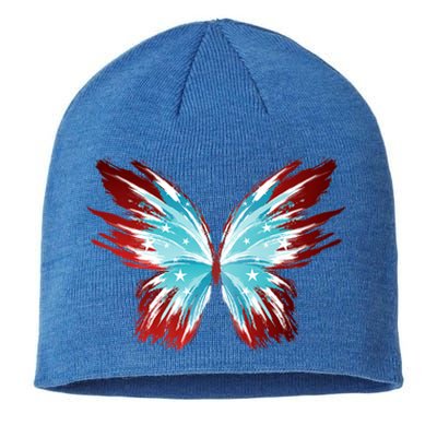 Butterfly Usa Patriotic Cute 4th Of July Cool Gift Sustainable Beanie