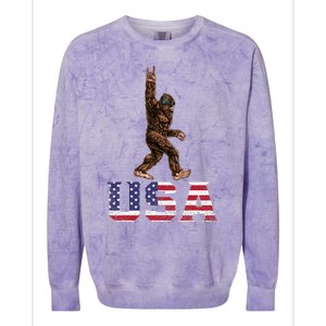 Bigfoot Usa Patriotic For Sasquatch Rock On Colorblast Crewneck Sweatshirt