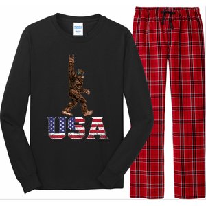 Bigfoot Usa Patriotic For Sasquatch Rock On Long Sleeve Pajama Set