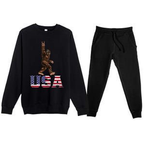 Bigfoot Usa Patriotic For Sasquatch Rock On Premium Crewneck Sweatsuit Set