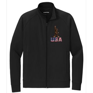 Bigfoot Usa Patriotic For Sasquatch Rock On Stretch Full-Zip Cadet Jacket