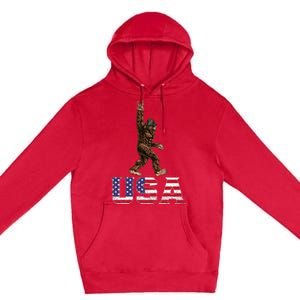 Bigfoot Usa Patriotic For Sasquatch Rock On Premium Pullover Hoodie