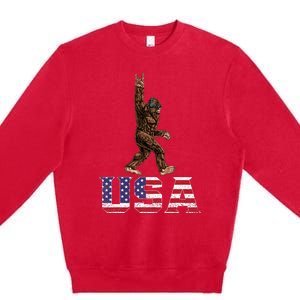 Bigfoot Usa Patriotic For Sasquatch Rock On Premium Crewneck Sweatshirt