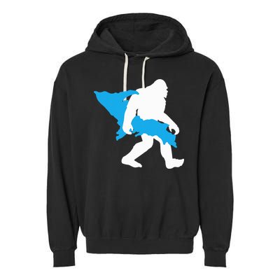 Bigfoot Upper Peninsula Funny Sasquatch Up Mi Garment-Dyed Fleece Hoodie