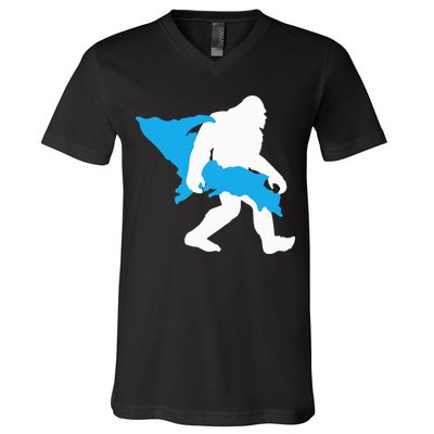 Bigfoot Upper Peninsula Funny Sasquatch Up Mi V-Neck T-Shirt