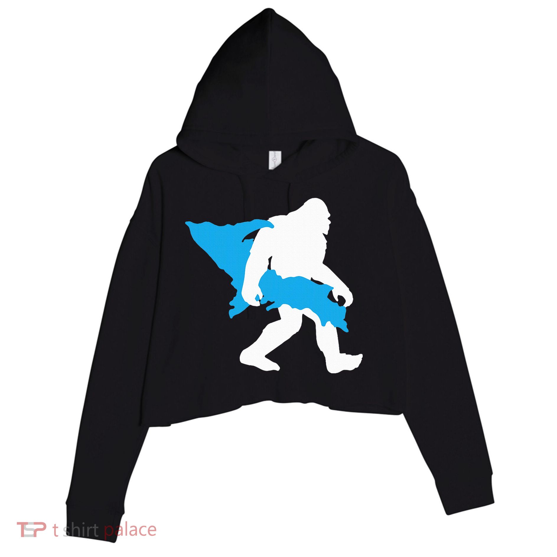 Bigfoot Upper Peninsula Funny Sasquatch Up Mi Crop Fleece Hoodie